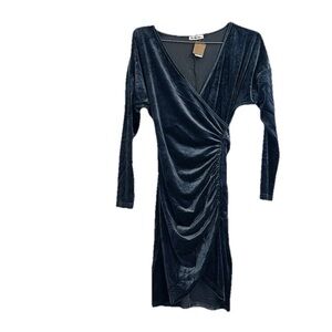 Blue Asymmetrical Ruched Bodycon Dress